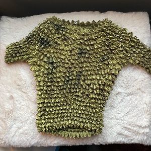 Sold. Y2K crinkle shirt in moss green